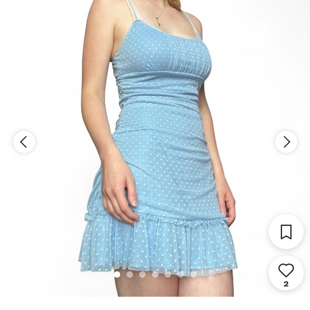 Altar'd State Light Blue Polka Dot Mini Dress